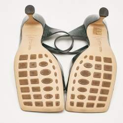 مملوكة مسبقًا Bottega Veneta Green Leather Toe Ring Slide Sandals Size 38.5