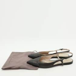 Pre Owned Bottega Veneta Metallic Grey Leather Slingback Flats Size 39.5