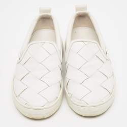 Pre Owned Bottega Veneta White Leather Dodger Slip On Sneakers Size 38