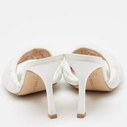 Pre Owned Bottega Veneta White Leather Lido Slide Sandals Size 38.5