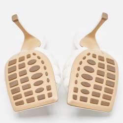 Pre Owned Bottega Veneta White Leather Lido Slide Sandals Size 38.5