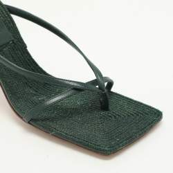 Pre Owned Bottega Veneta Green Leather Stretch Ankle Strap Sandals Size 37