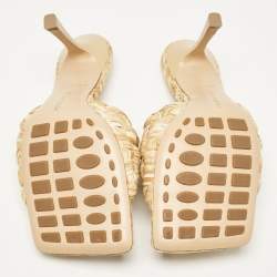 Pre Owned Bottega Veneta Beige Woven Raffia Lido Slide Sandals Size 39