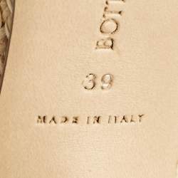 Pre Owned Bottega Veneta Beige Woven Raffia Lido Slide Sandals Size 39