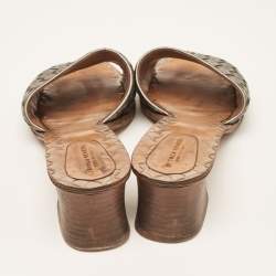 Bottega Veneta Metallic Intrecciato Leather Ravello Slide Sandals Size 40