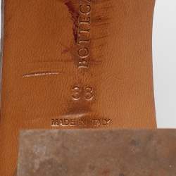 Pre Owned Bottega Veneta Green Intrecciato Leather Butterfly Applique Ravello Sandals Size 38