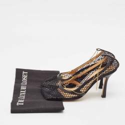 مملوكة مسبقًا Bottega Veneta Black Mesh and Leather Stretch Pumps Size 38