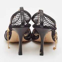 مملوكة مسبقًا Bottega Veneta Black Mesh and Leather Stretch Pumps Size 38