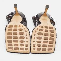 مملوكة مسبقًا Bottega Veneta Black Mesh and Leather Stretch Pumps Size 38