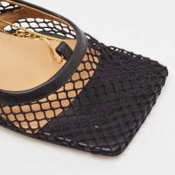 مملوكة مسبقًا Bottega Veneta Black Mesh and Leather Stretch Pumps Size 38