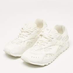 Pre Owned Bottega Veneta White Leather and Lace Up Sneakers Size 39