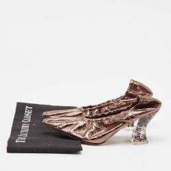 Bottega Veneta Metallic Brown Leather Plexiglass Almond Pumps Size 37