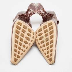 Bottega Veneta Metallic Brown Leather Plexiglass Almond Pumps Size 37
