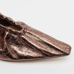 Bottega Veneta Metallic Brown Leather Plexiglass Almond Pumps Size 37