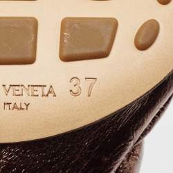 Bottega Veneta Metallic Brown Leather Plexiglass Almond Pumps Size 37