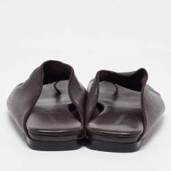 مملوكة مسبقًا Bottega Veneta Dark Brown Leather Flat Mules Size 39.5