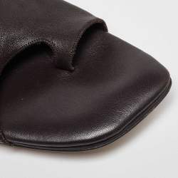 مملوكة مسبقًا Bottega Veneta Dark Brown Leather Flat Mules Size 39.5