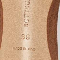 Pre Owned Bottega Veneta Orange Intrecciato Leather Square Toe Slide Sandals Size 39