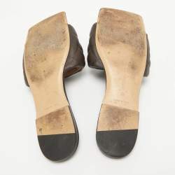 Bottega Veneta Brown Leather Cassette Padded Flat Sandals Size 37