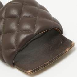 Bottega Veneta Brown Leather Cassette Padded Flat Sandals Size 37