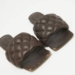 Bottega Veneta Brown Leather Cassette Padded Flat Sandals Size 37