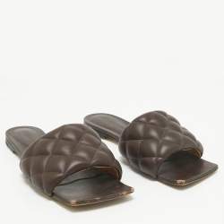 Bottega Veneta Brown Leather Cassette Padded Flat Sandals Size 37