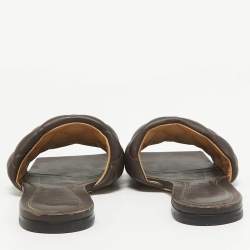 Bottega Veneta Brown Leather Cassette Padded Flat Sandals Size 37