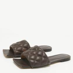 Bottega Veneta Brown Leather Cassette Padded Flat Sandals Size 37