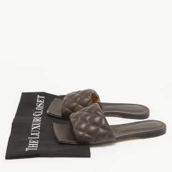 Bottega Veneta Brown Leather Cassette Padded Flat Sandals Size 37