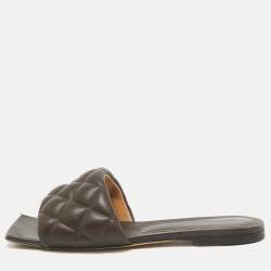 Bottega Veneta Brown Leather Cassette Padded Flat Sandals Size 37