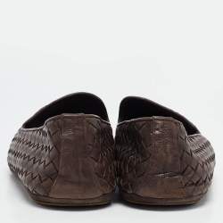 Pre Owned Bottega Veneta Brown Intrecciato Leather Intrecciato Loafers Size 42
