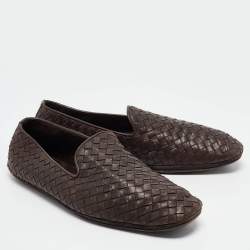Pre Owned Bottega Veneta Brown Intrecciato Leather Intrecciato Loafers Size 42