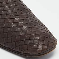 Pre Owned Bottega Veneta Brown Intrecciato Leather Intrecciato Loafers Size 42
