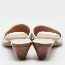 مملوكة مسبقًا Bottega Veneta White Intrecciato Leather Slide Sandals Size 39