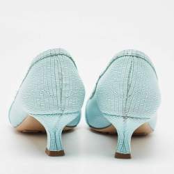 Bottega Veneta Blue Lizard Embossed Leather BV Madame Pumps Size 38