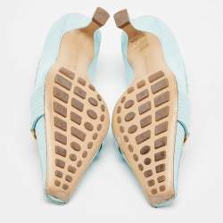 Bottega Veneta Blue Lizard Embossed Leather BV Madame Pumps Size 38