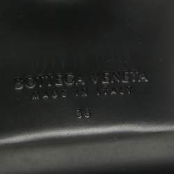 Pre Owned Bottega Veneta Black Leather and Nylon Flash Bomber Slide Sandals Size 38