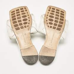 Bottega Veneta White Woven Leather Lido Flat Slides Size 37.5