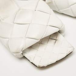 Bottega Veneta White Woven Leather Lido Flat Slides Size 37.5