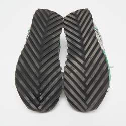 Pre Owned Bottega Veneta Green/Grey Mesh and Leather Orbit Sneakers Size 38