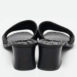 مملوكة مسبقًا Bottega Veneta Black Intrecciato Leather Slide Sandals Size 40.5
