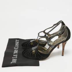 Pre Owned Bottega Veneta Black Leather and Velvet Mary Jane Pumps Size 39