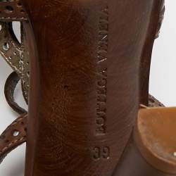 مملوكة مسبقًا Bottega Veneta Brown Leather Ankle Strap Sandals Size 39