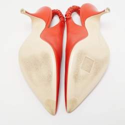Bottega Veneta Orange Leather Pointed Toe Slingback Pumps Size 39