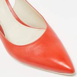 Bottega Veneta Orange Leather Pointed Toe Slingback Pumps Size 39