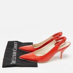 Bottega Veneta Orange Leather Pointed Toe Slingback Pumps Size 39