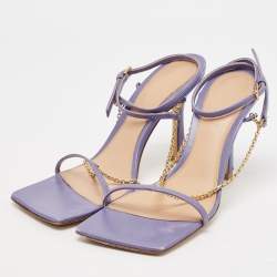Bottega Veneta Purple Leather Strech Ankle Strap Sandals Size 36