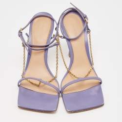 Bottega Veneta Purple Leather Strech Ankle Strap Sandals Size 36
