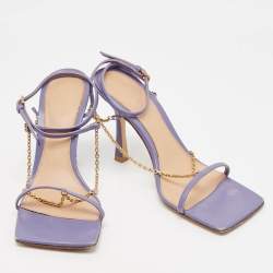 Bottega Veneta Purple Leather Strech Ankle Strap Sandals Size 36