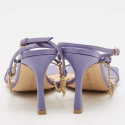 Bottega Veneta Purple Leather Strech Ankle Strap Sandals Size 36